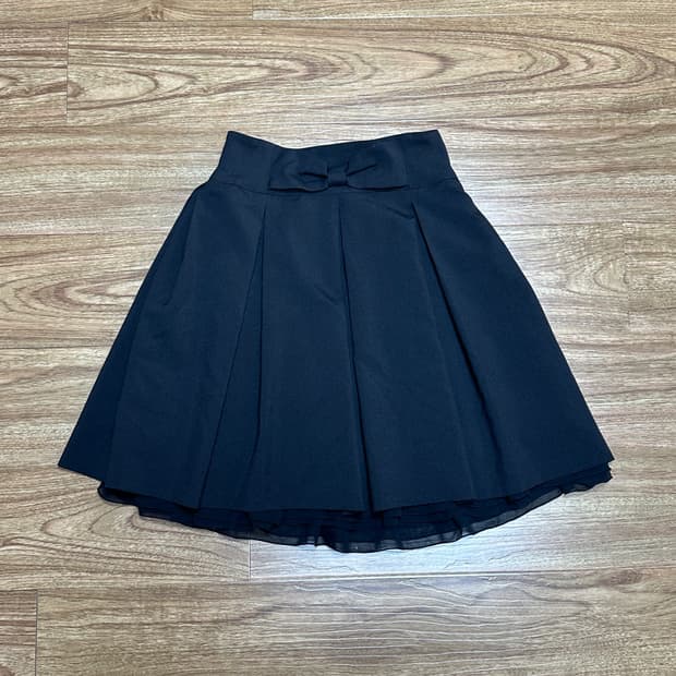 빈티지 레스트로즈 블랙 리본 플리츠 스커트 치마 교복 히메갸루 로걀 고딕