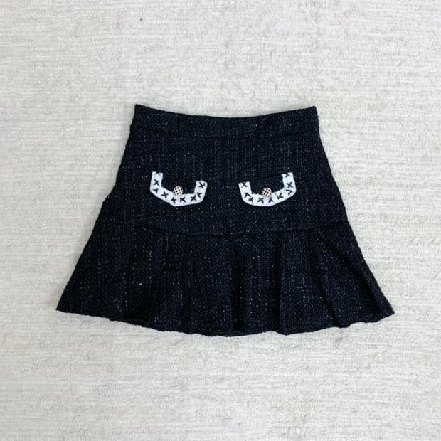 Black Tweed Two-Pocket Skirt