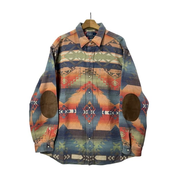 [POLO] 90s 폴로랄프로렌 웨스턴 엘보패치 나바호 셔츠