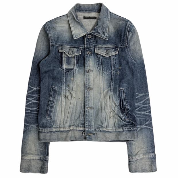 빈티지 크랙 워시드 데님 자켓