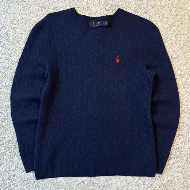 폴로 랄프로렌 신형 레드포니 케이블 울 캐시미어 니트 네이비
