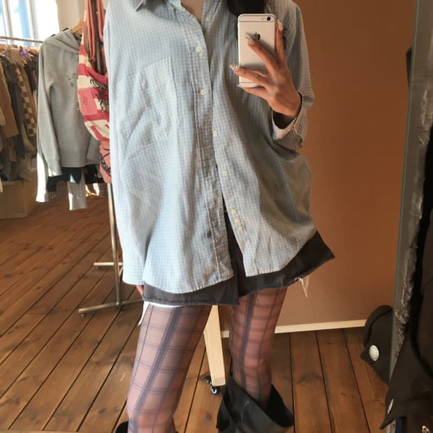 폴로 블루 믹스 체크 셔츠