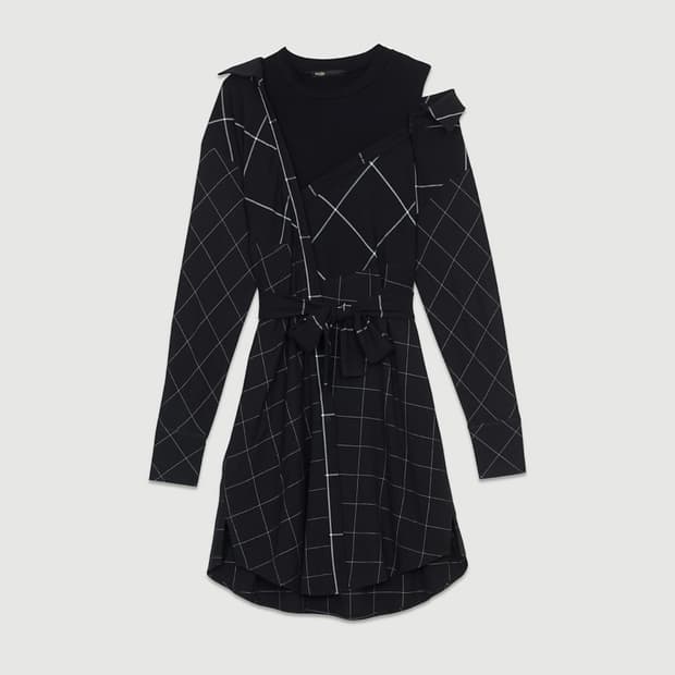 Maje 마쥬 체크 오프숄더 원피스