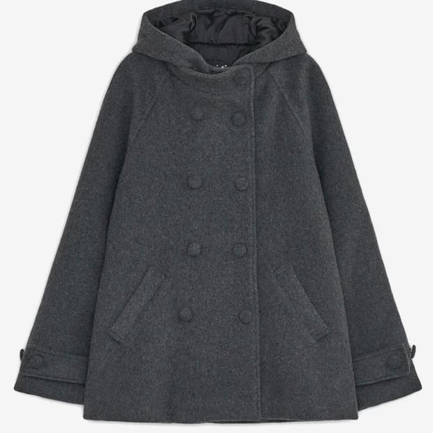 새상품 허그유어스킨 후드 하프 코트 차콜