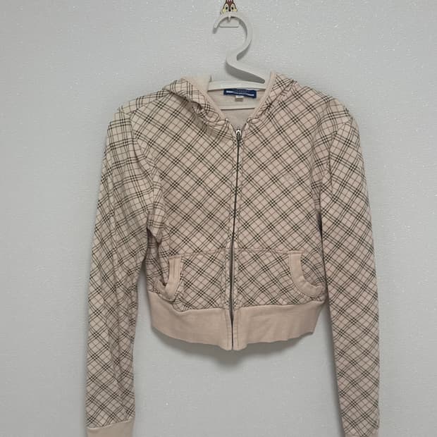 버버리 크롭 후드집업 블루라벨