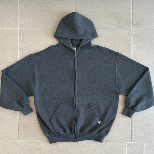 90s 빈티지 러셀 후드집업 다크그레이 L USA