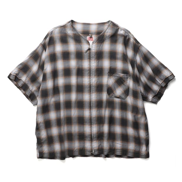 힌슨 HINSON Ombre Check Zip S/S Shirt