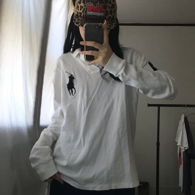 폴로 흰검 빅포니 티셔츠