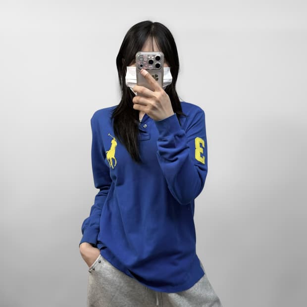 폴로 랄프로렌 빅 포니 롱슬리브 카라티 블루