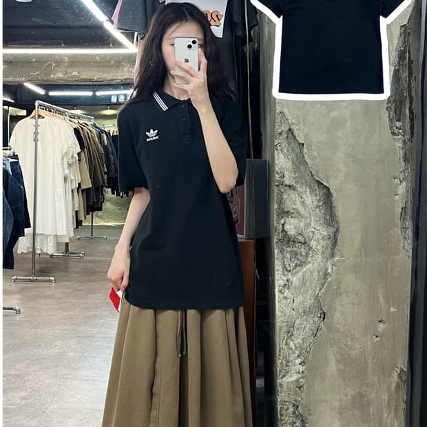 아디다스 반팔 카라티 블랙 M #csz4051