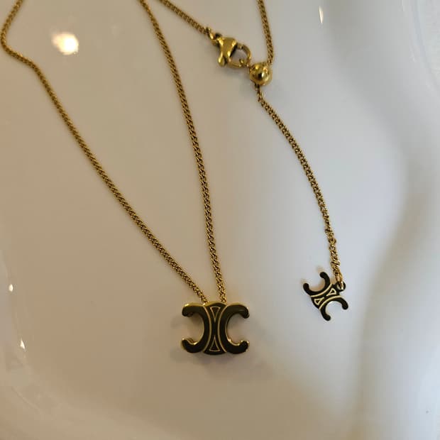 셀린느 업사이클링 양면 금장 목걸이