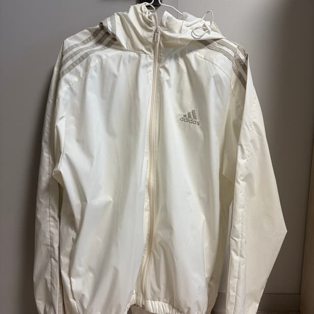 아디다스 에센셜 3S 우븐 윈드브레이커 자켓 오프 화이트 100