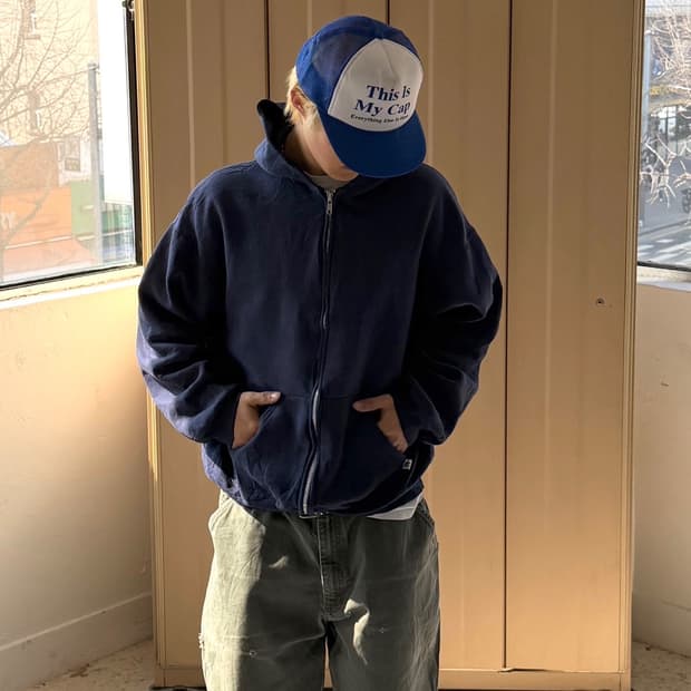 러셀 후드집업 네이비