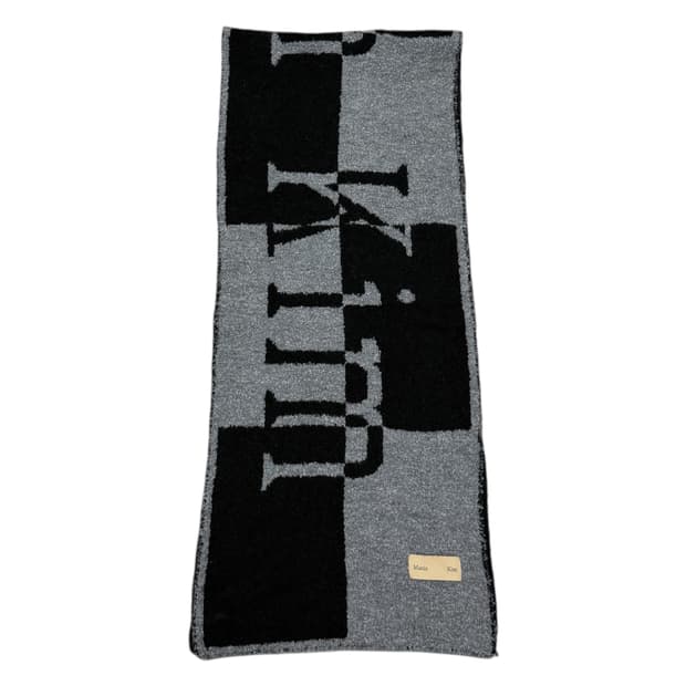 마뗑킴 로고 체커보드 머플러 목도리 블랙 그레이