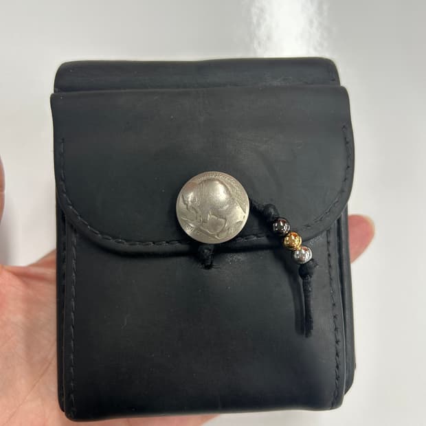 goros 고로스 새들레더 블랙 콘초 반지갑