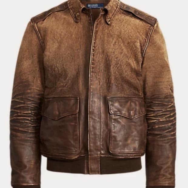 (새상품,황금사이즈) 폴로 레더 플라이트 자켓(M size)