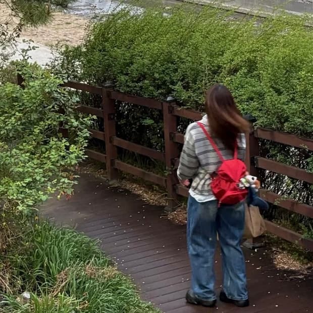 [새상품] 니히 나일론 백팩 레드