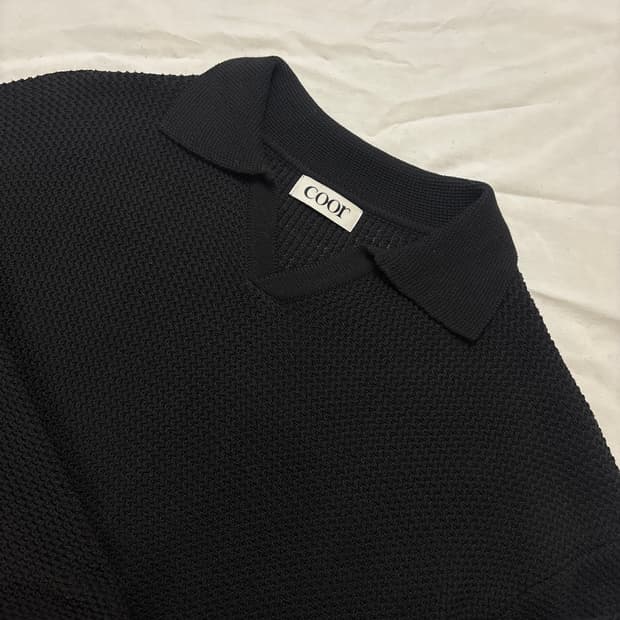 택포/S급) COOR 코튼 칼라 니트 스웨터 블랙