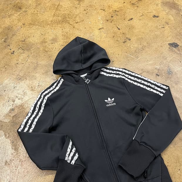아디다스 블랙 트랙탑 후플 플락 후드집업 져지 90