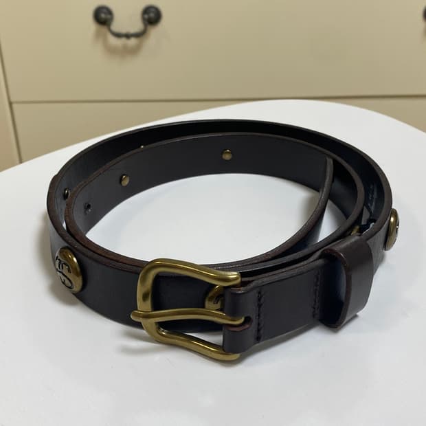 [S/M] 스투시 SS 링크 스터드 벨트 브라운