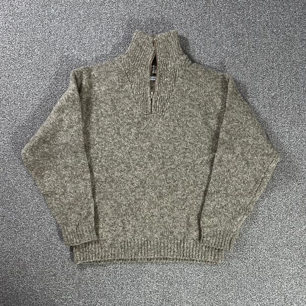 빈티지 헤비 울 하프집업 니트 