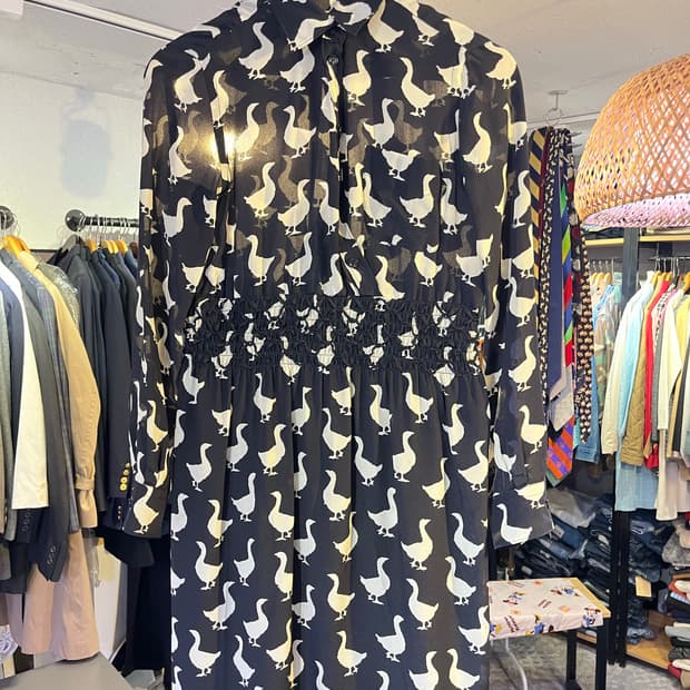 모스키노 칩앤시크 구스 프린트 실크 원피스 (이탈리아제)