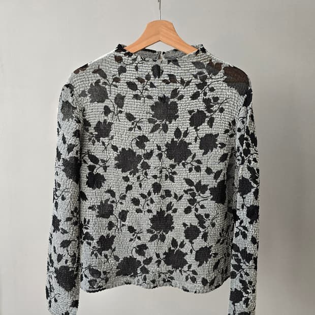 Black Velvet & Organza Floral Blouse 