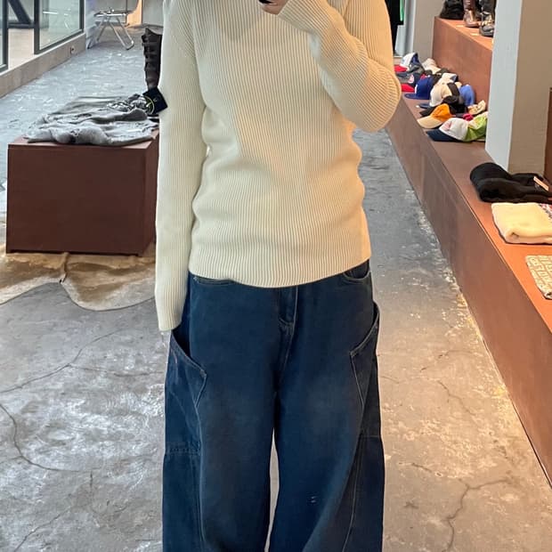스톤 아일랜드 와펜 패치 리브 울 니트 H654