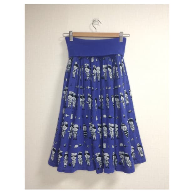 Ne-net 네넷냐 블루 프린팅 밴딩 스커트