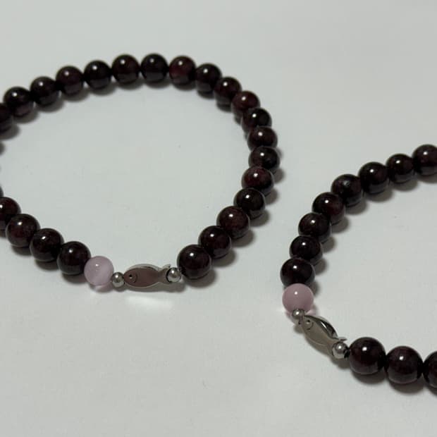 천연석 가넷 물고기 원석팔찌