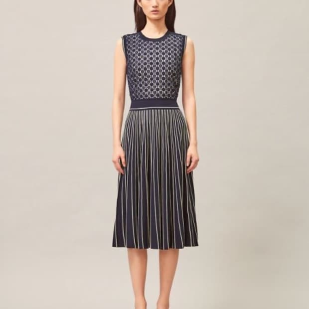 TORY BURCH 토리버치 니트 콤비 플리츠 원피스 s사이즈