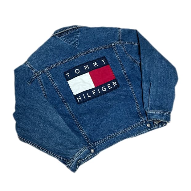 타미힐피거 빅로고 크롭 데님자켓