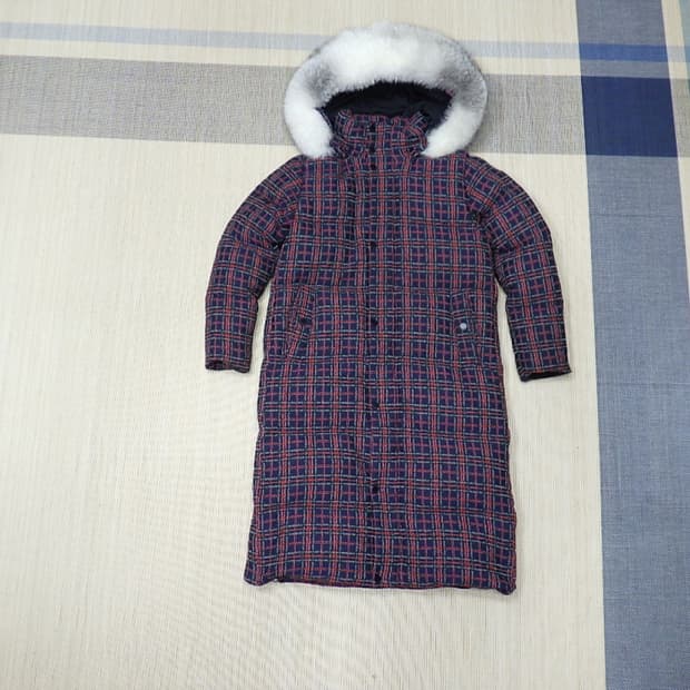 (90사이즈) 코오롱스포츠 여성 레이나 체크 FUR 다운