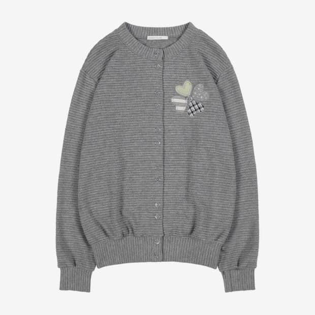 팬시클럽 클로버 패치워크 가디건 그레이