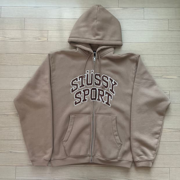 L)스투시 스포츠 후드집업 탄 (베이지)