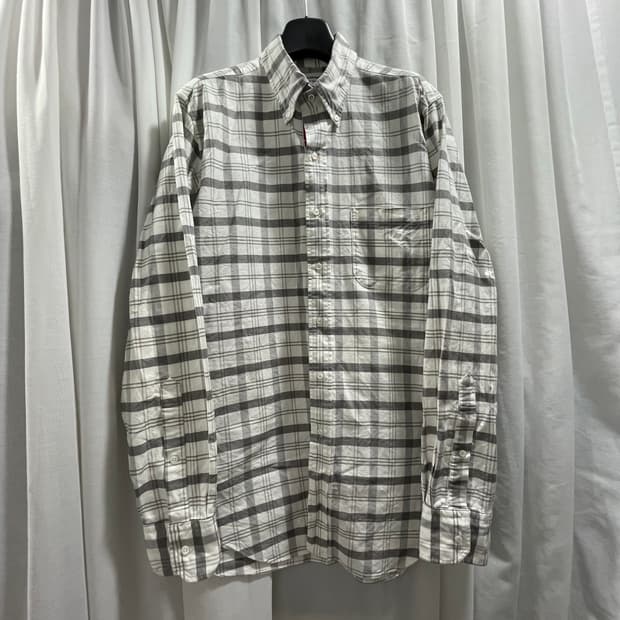 톰브라운/ 트리콜로 테이핑 그레이 체크 셔츠/ 3