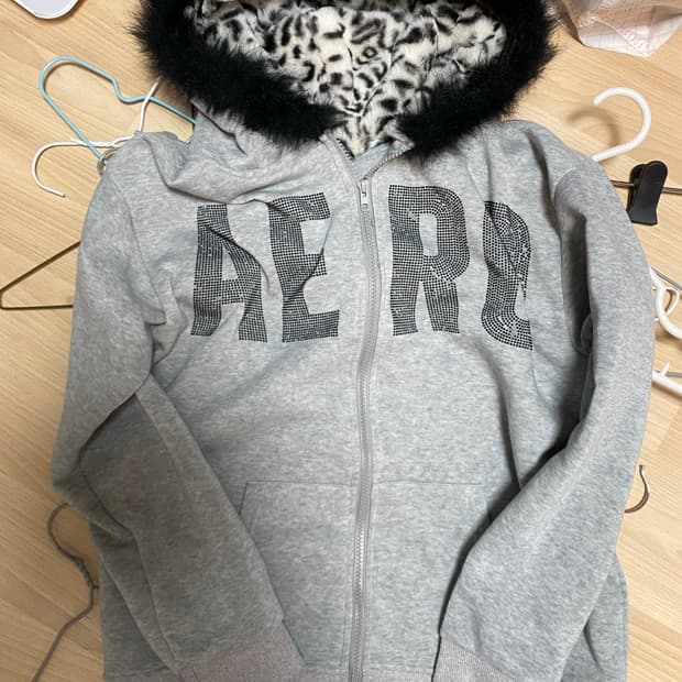 갸루 레오파트 퍼 후드집업