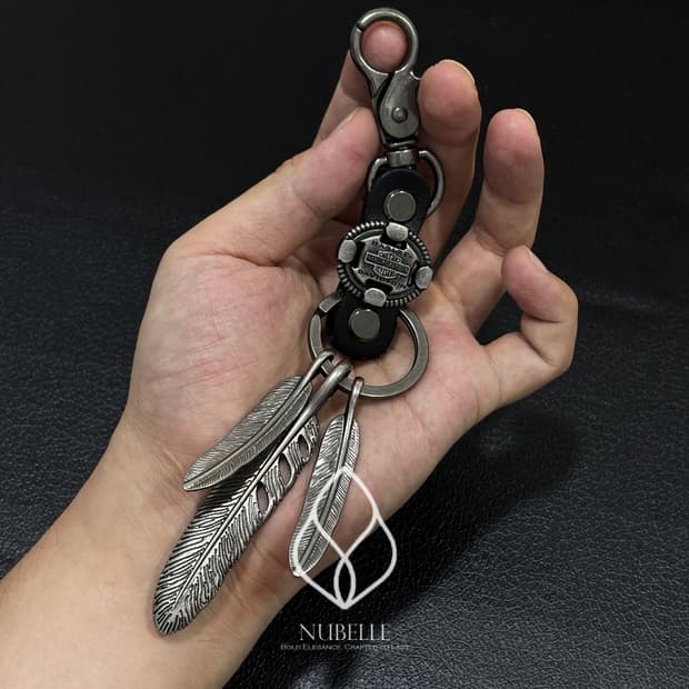 🌗 Harley feather keyring / 빈티지 깃털 키링