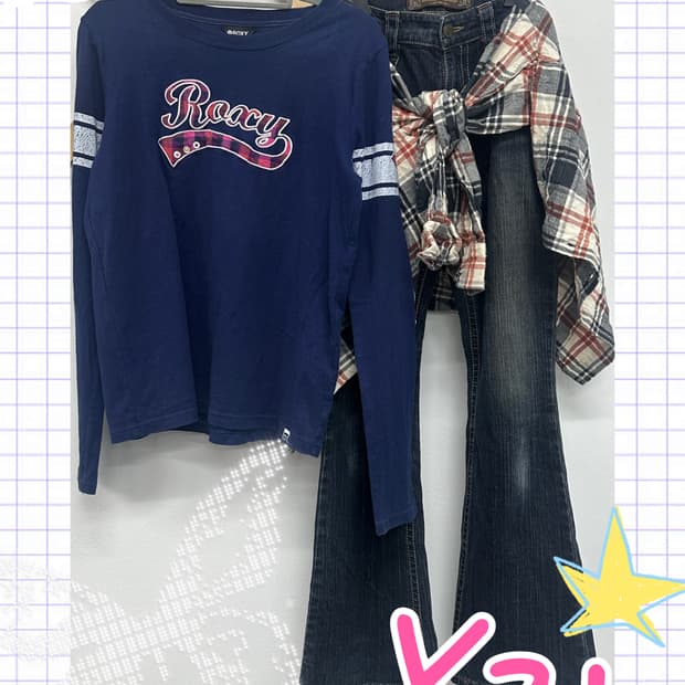 👾y2k 레트로 코디세트👾 부츠컷 로우라이즈 데코라 빈티지 일본 