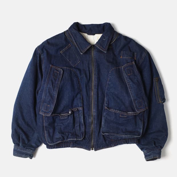 ~1990's Big Pocket Denim Bomber Jacket