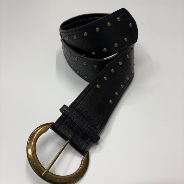빈티지 스터드 와이드 레더 벨트 Studded Leather Belt
