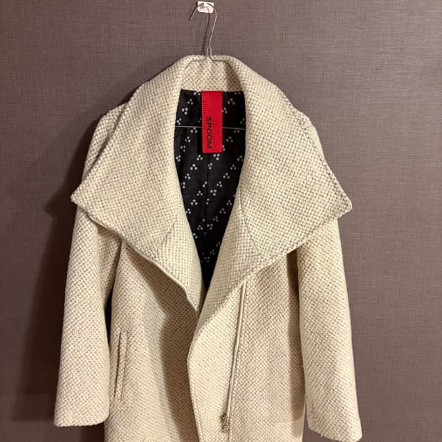 레어한 네덜란드 브랜드 SPOOM 아이보리 울 블렌드 하이넥 코트