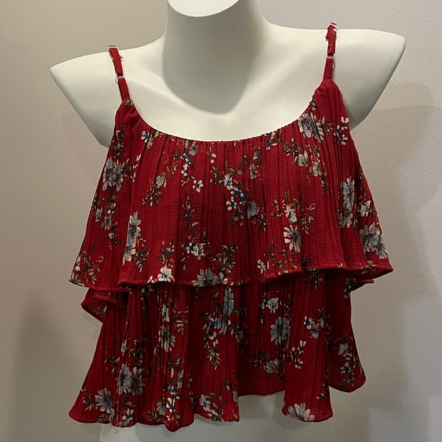 플라워 패턴 레드 뷔스티에 휴양지 오리엔탈 빈티지