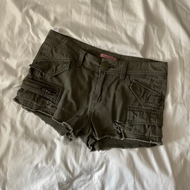 디그딥 빈티지 y2k 펑크 갸루 카키 핫팬츠 숏팬츠