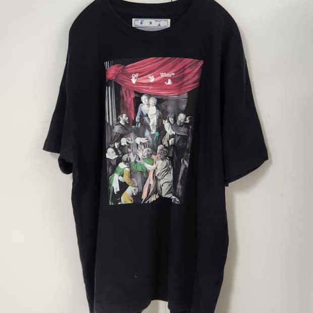 오프화이트 정품 카라바지오 오버사이즈 루즈핏 반팔티 M (100-105)