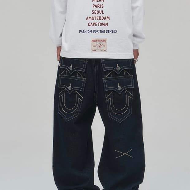 트루릴리전 더블포켓 와이드팬츠 인디고 M