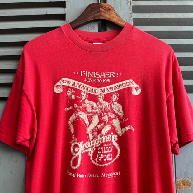 [L]1981 USA 빈티지 5th Annual 마라톤 프린팅 티셔츠
