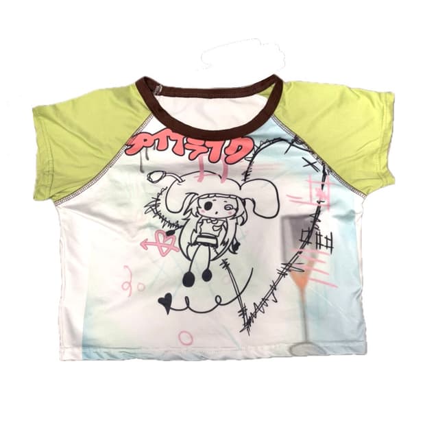 Vintage Drawing Crop Coloring T-Shirt