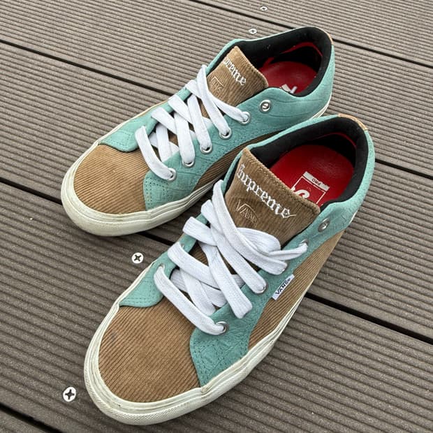 (US8.5) 18SS 슈프림 x 반스 램핀 프로 크록 코듀로이 스니커즈