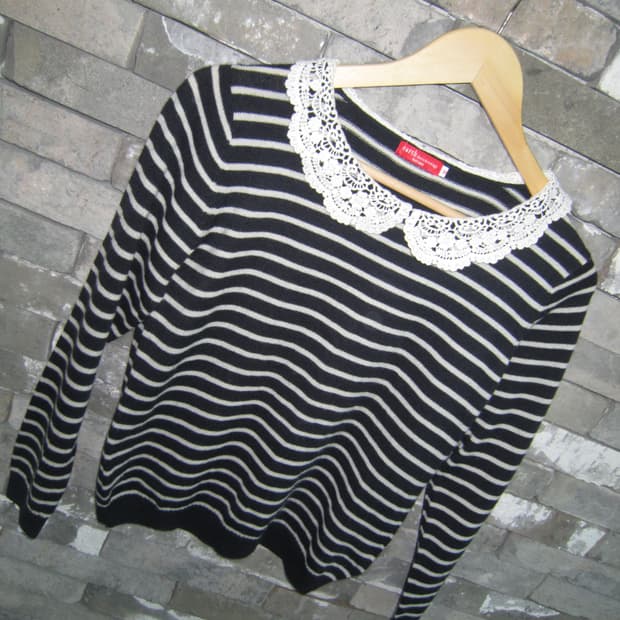 earthmusic stripe lace knit